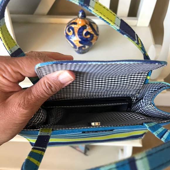 Kate Spade Vibrant Blue and Yellow Striped Handbag - Picture 4 of 8